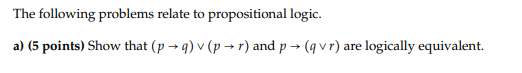 The following problems relate to propositional