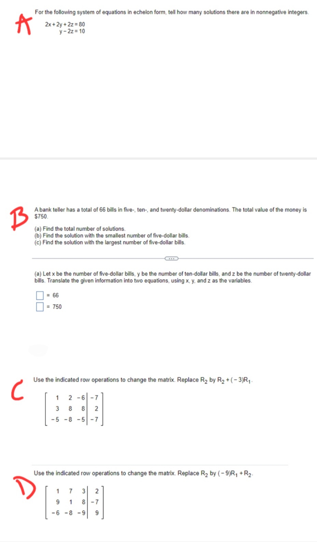 College Algebra For the following system of