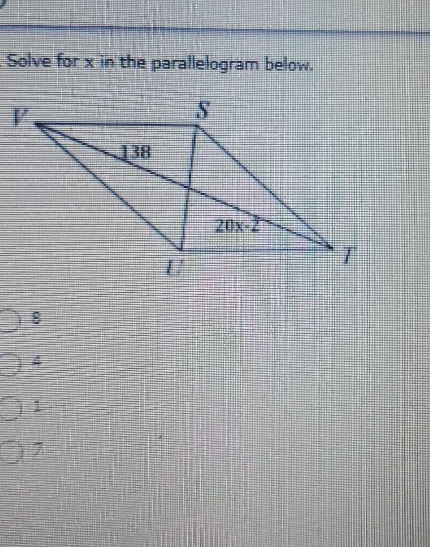 solve for x in the parallelogram Solve for x in