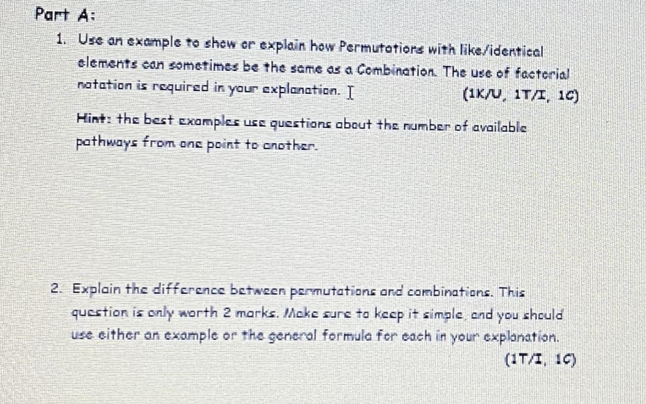 Part A: 1. Use an example to show or explain how
