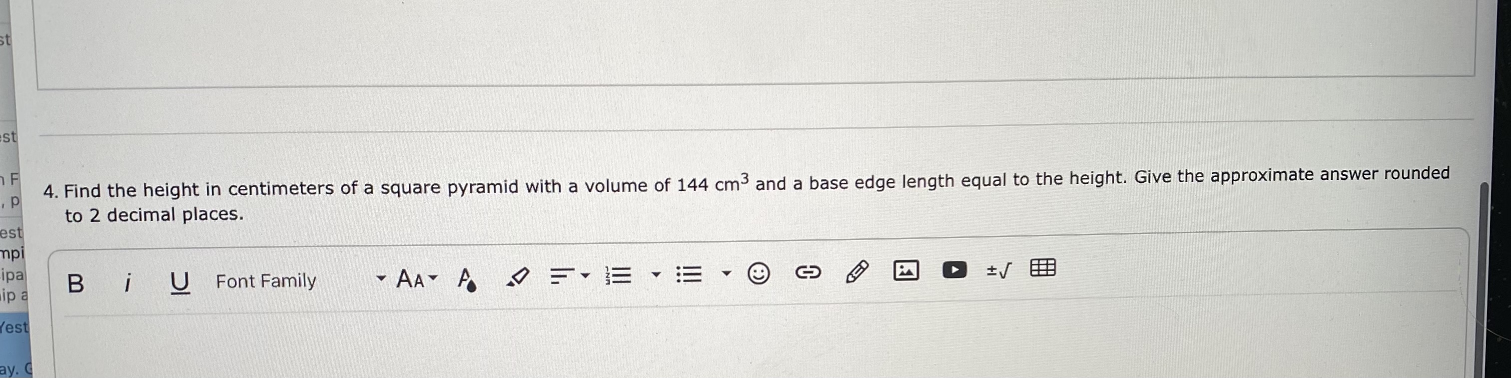st F p 4. Find the height in centimeters of a