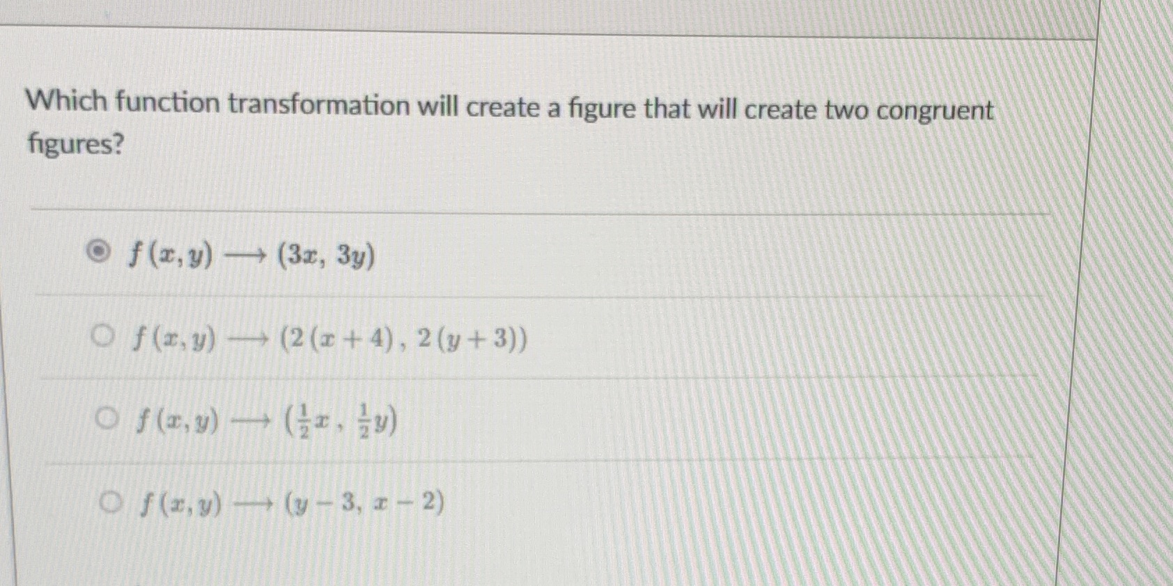 Which function transformation will create a