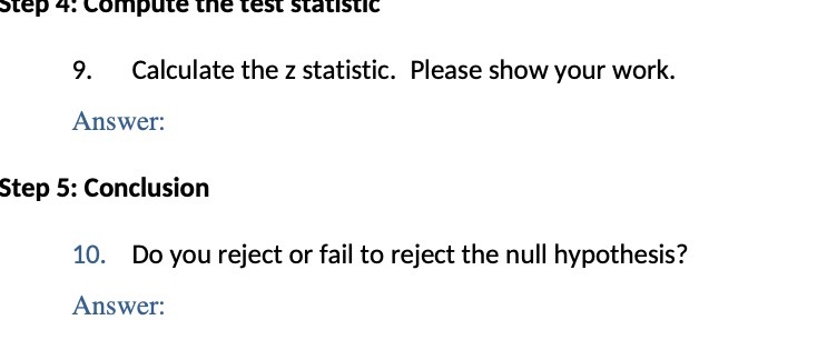 step 4: compute the test statistic 9. Calculate