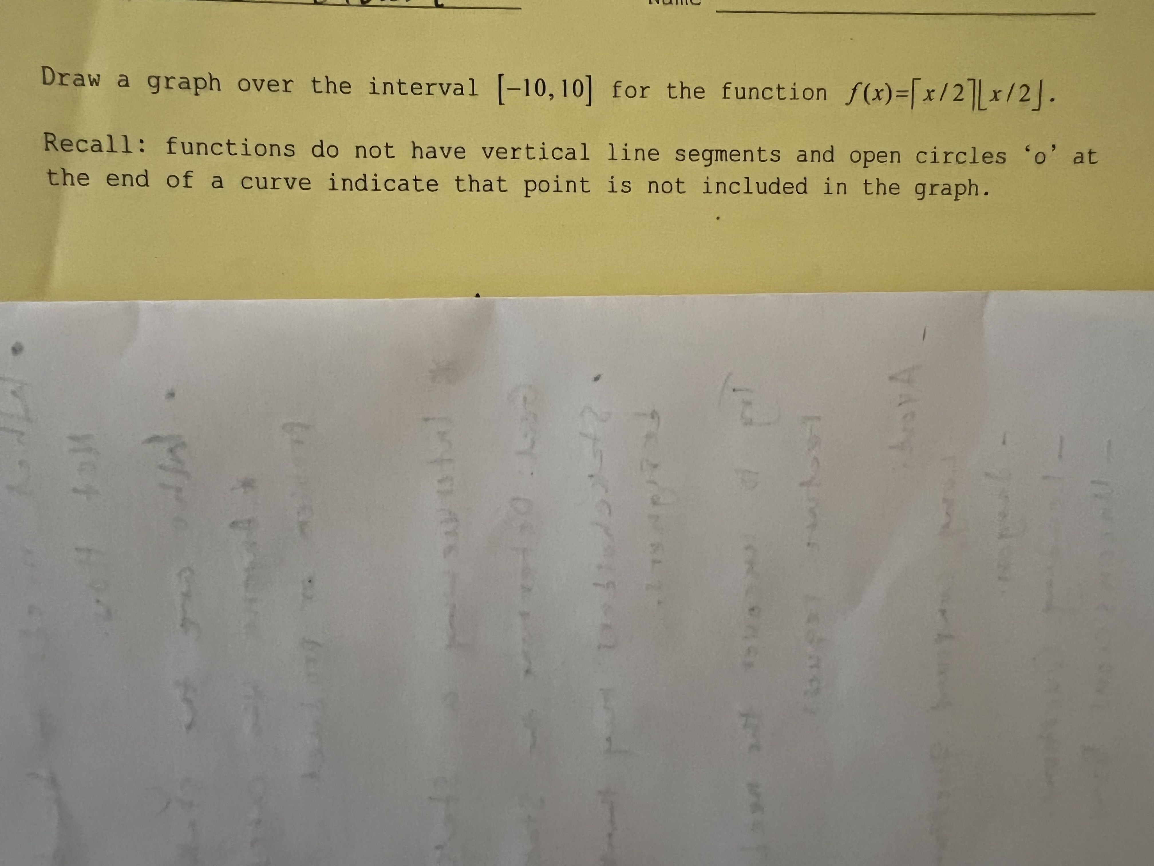 Draw a graph over the interval [-10, 10] for the