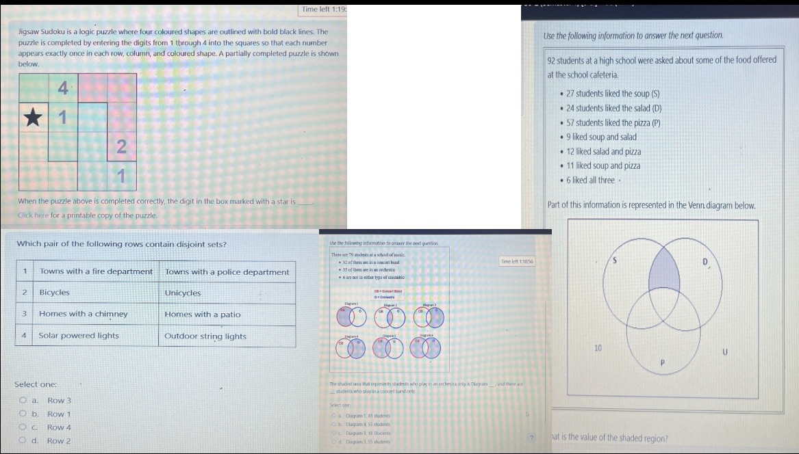 Do these 4 questions quickly! Time left 1:19: