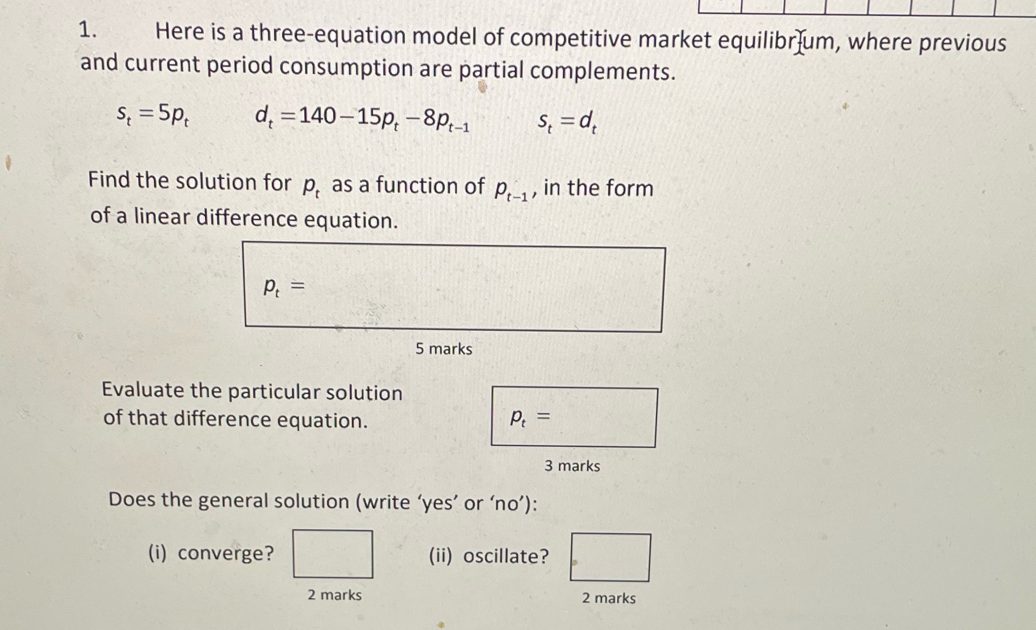 1. Here is a three-equation model of competitive