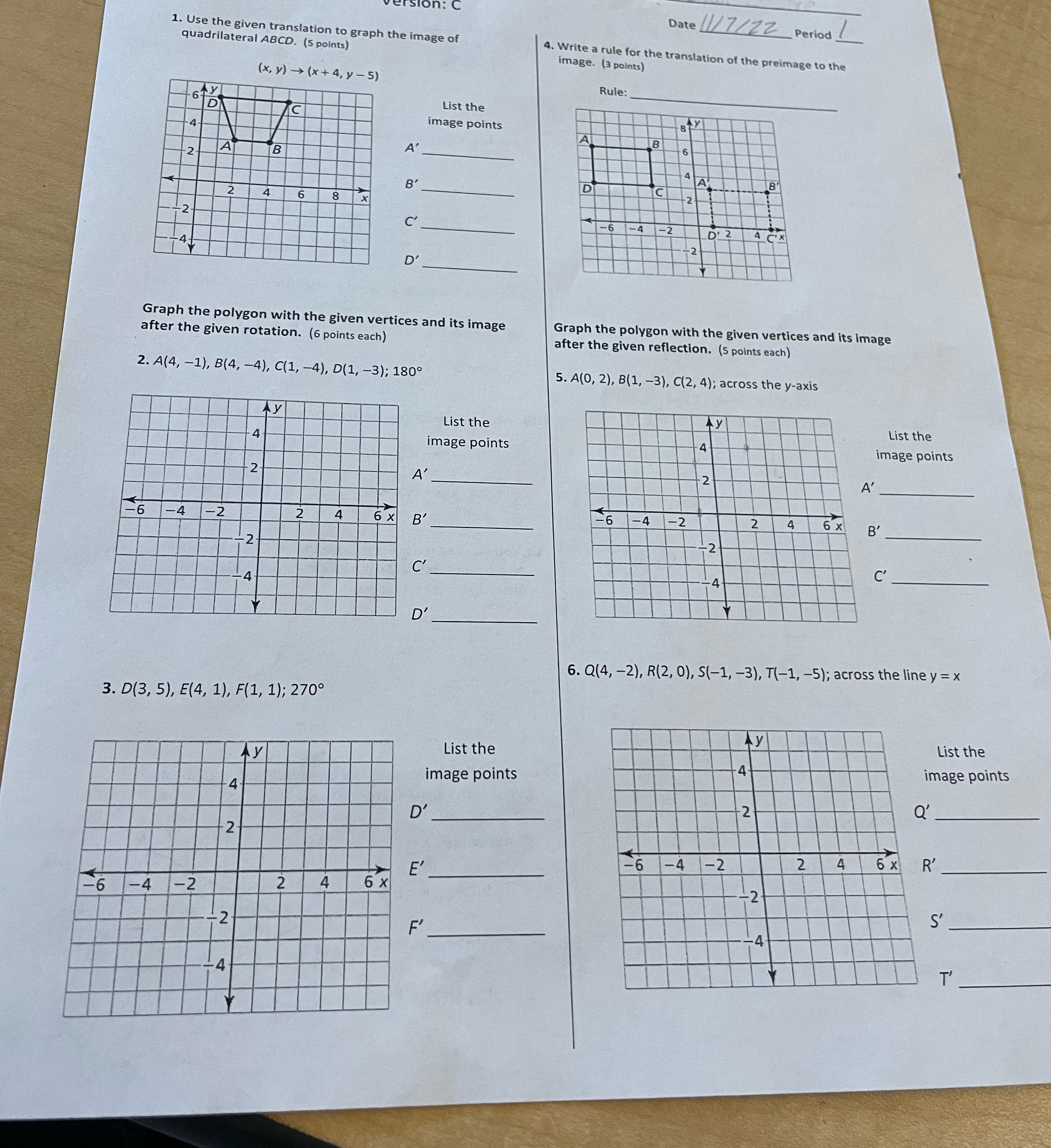 Show all work on a piece of paper 1. Use the