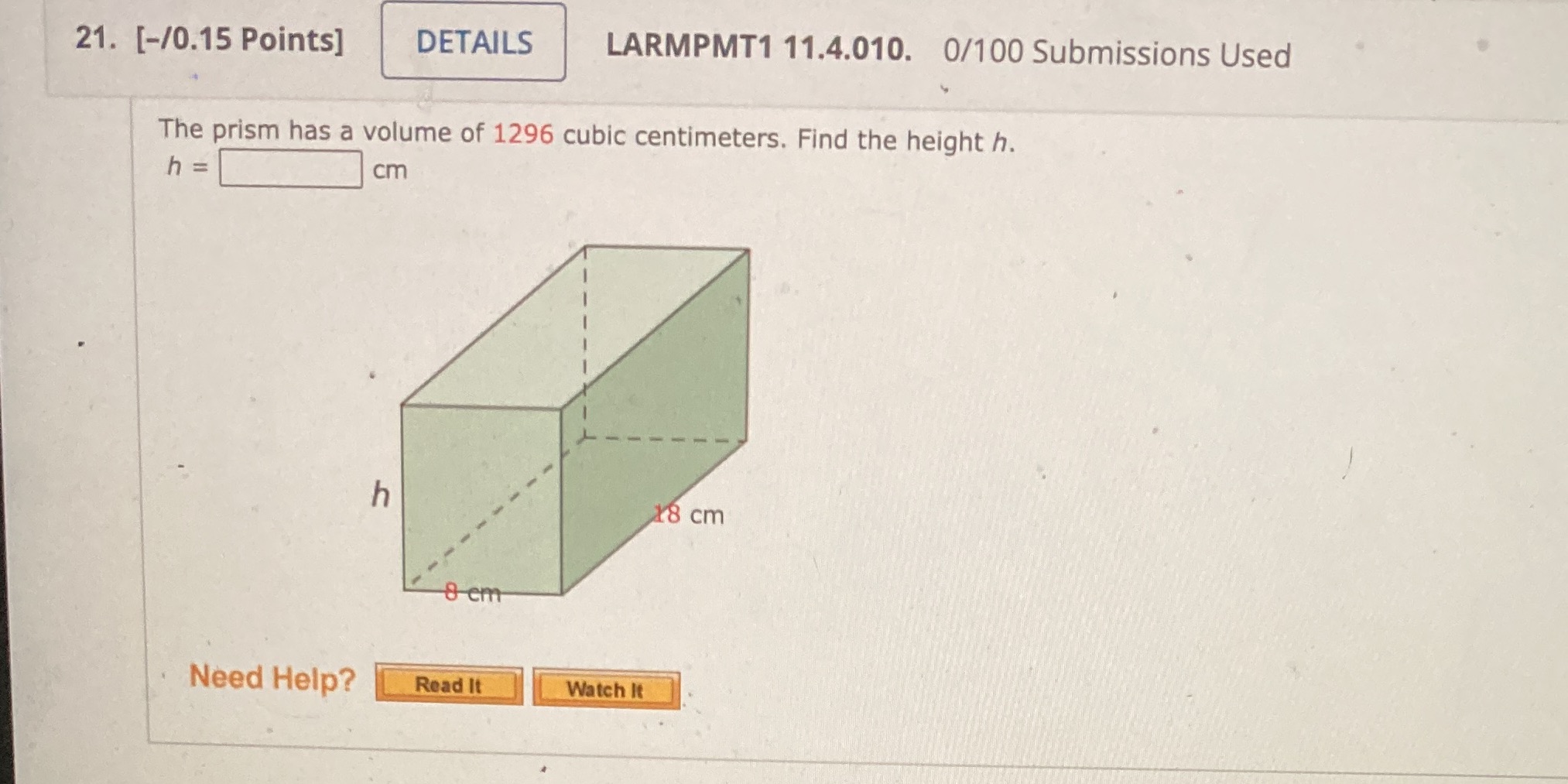 21. [-/0.15 Points] DETAILS LARMPMT1 11.4.010.