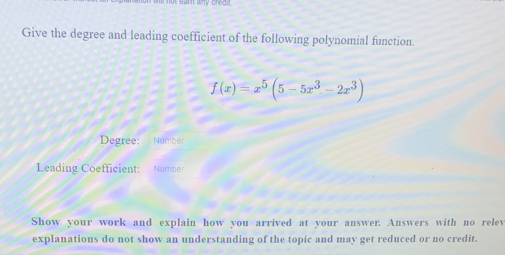 I noteam any credit. Give the degree and leading