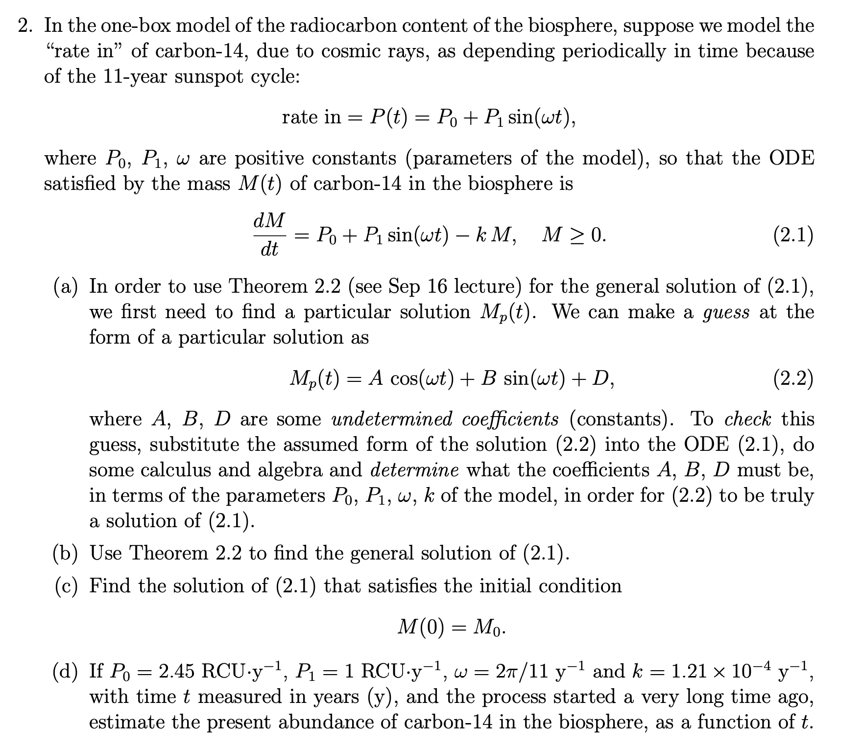2. In the onebox model of the radiocarbon content