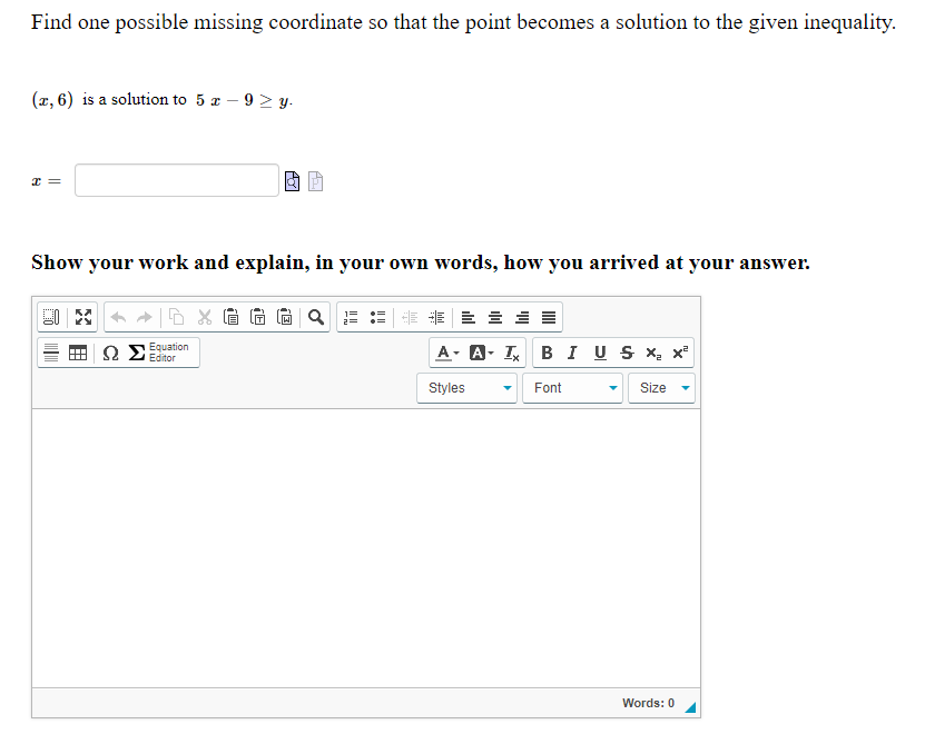 Find one possible missing coordinate so that the