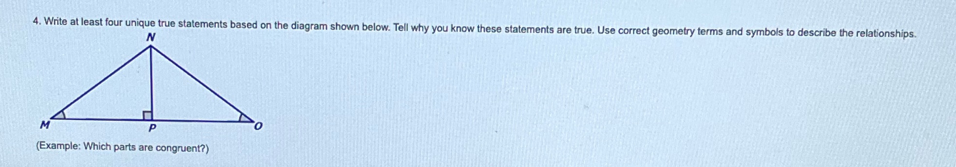 4. Write at least four unique true statements