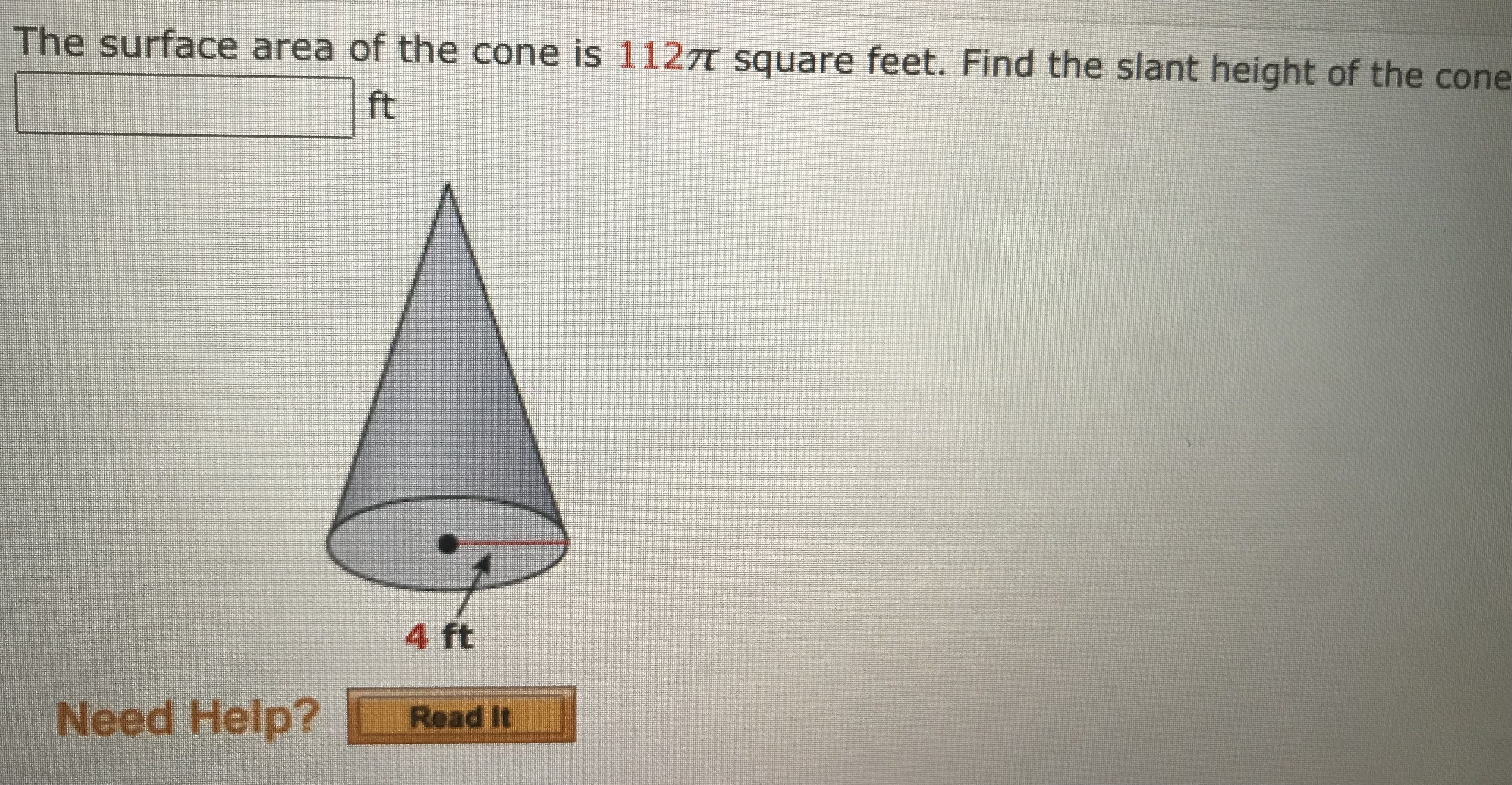 how you find the slant of the height The surface