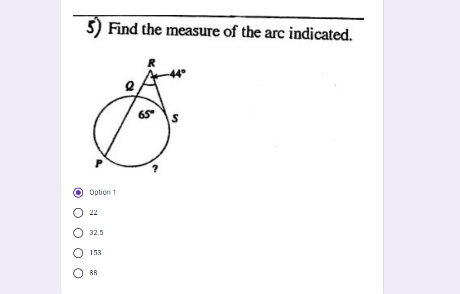 5 ) Find the measure of the arc indicated. R 440
