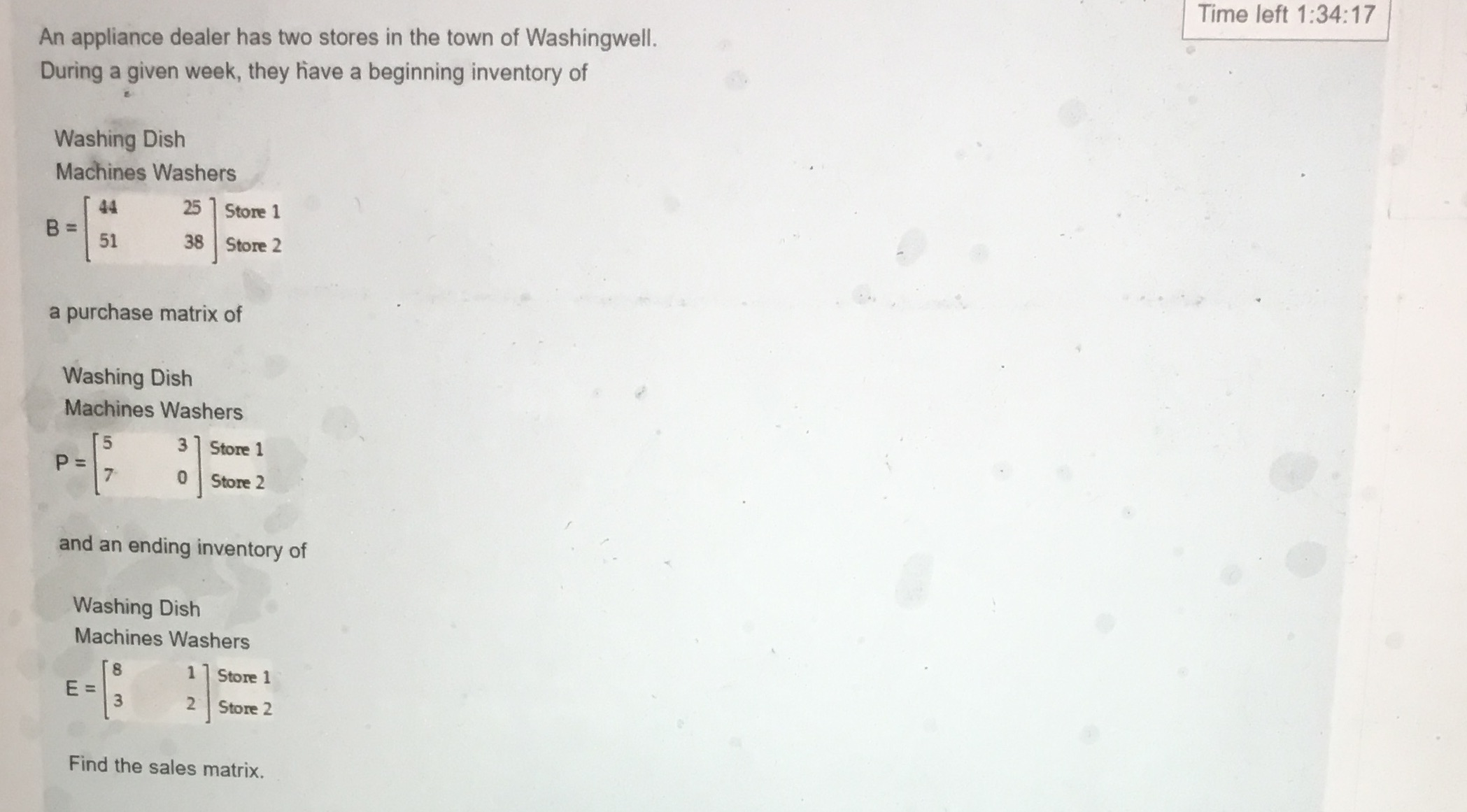 Please assist need it asap Time left 1:34:17 An