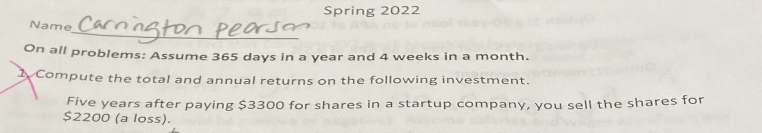 Spring 2022 Name Carnaston pearson On all