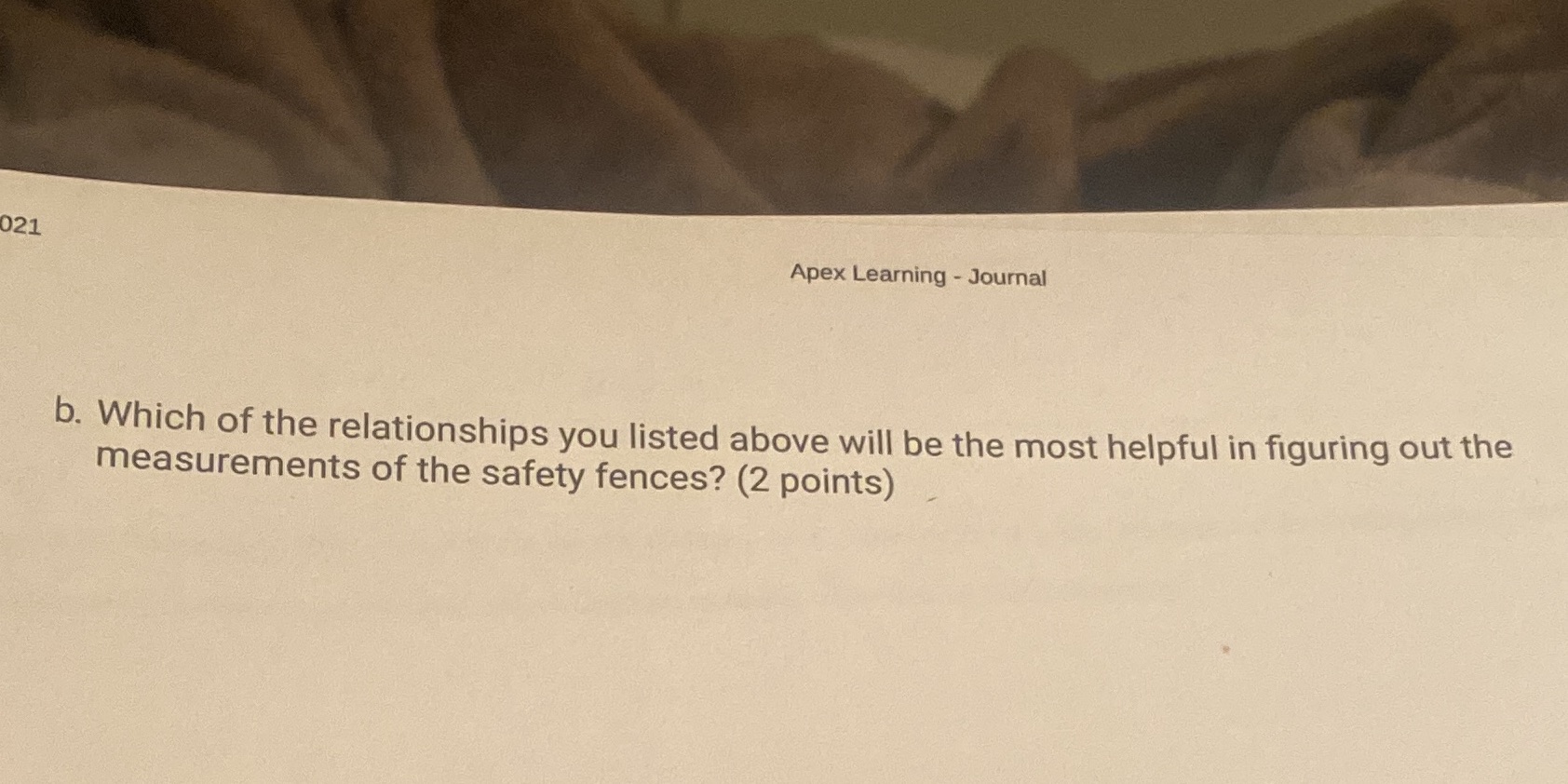 021 Apex Learning - Journal b. Which of the