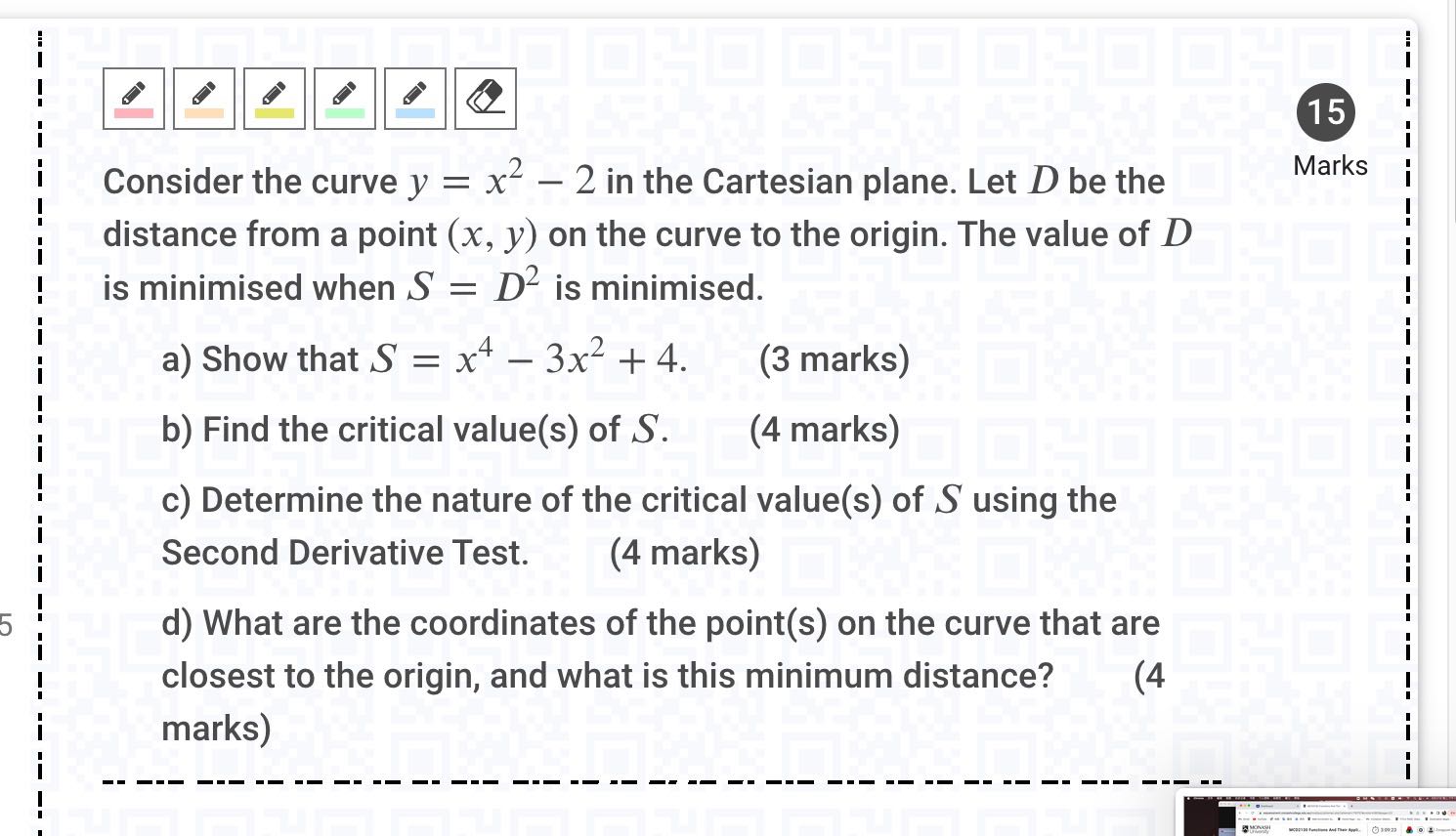 Consider the curve y = x2 2 in the Cartesian