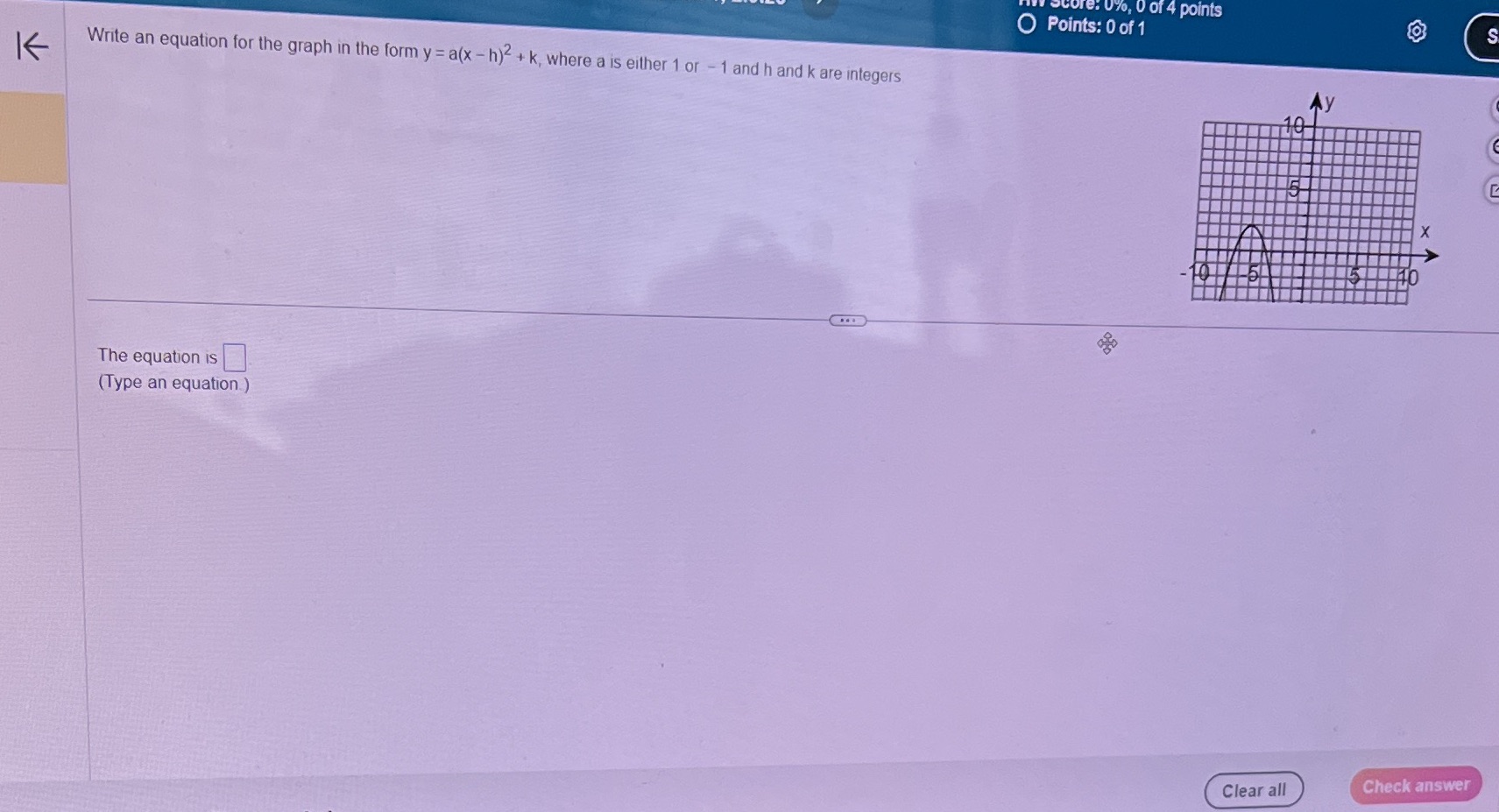 core: 0%, 0 of 4 points O Points: 0 of 1 S K
