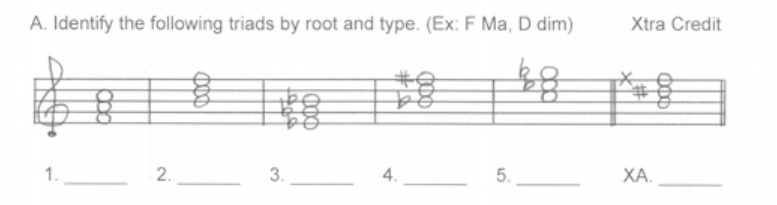 A. Identify the following triads by root and