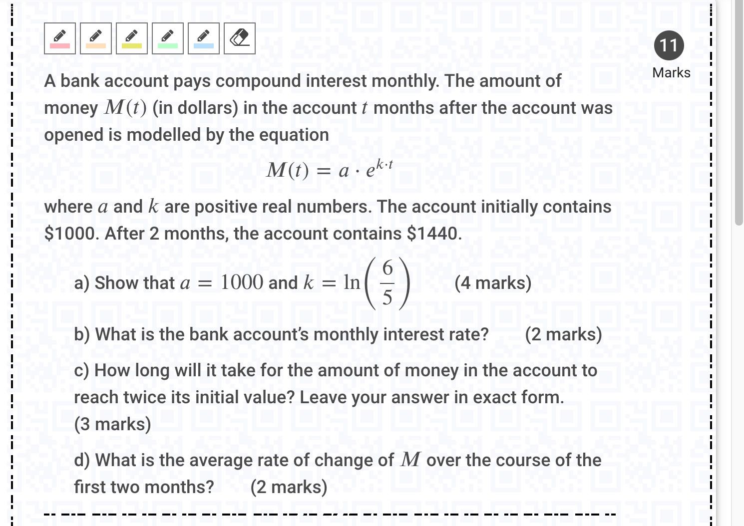 A bank account pays compound interest monthly.