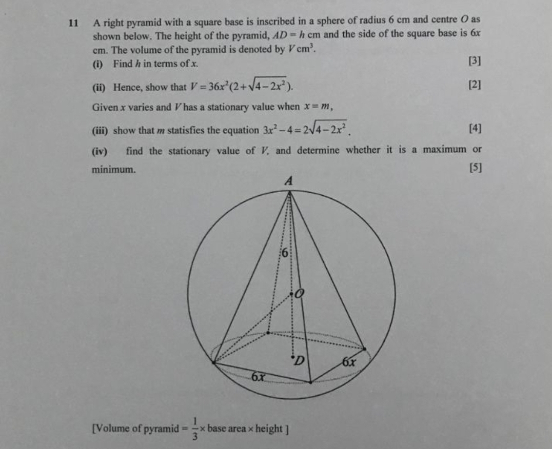 11 A right pyramid with a square base is