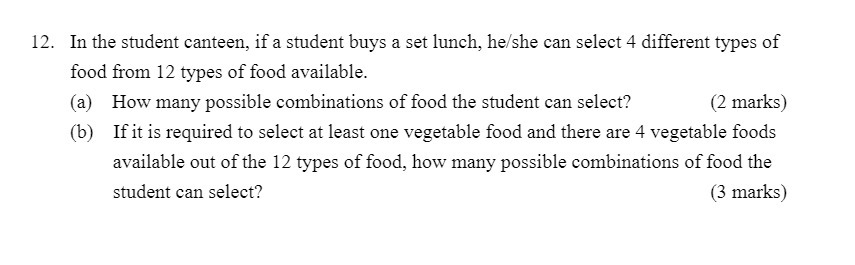 12. In the student canteen, if a student buys a