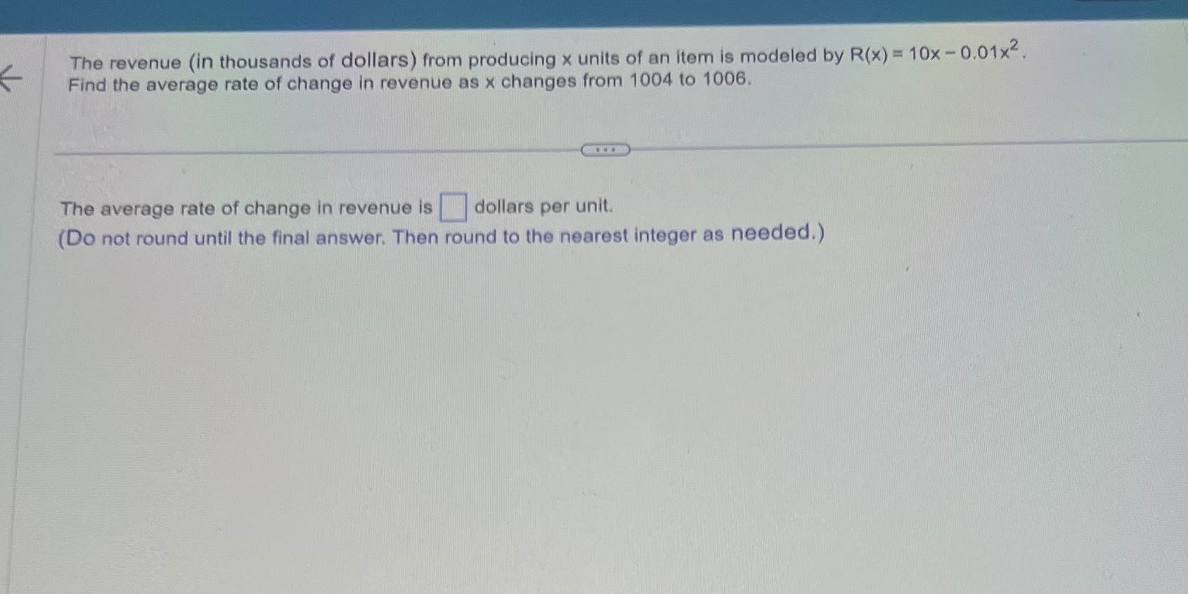 The revenue (in thousands of dollars) from