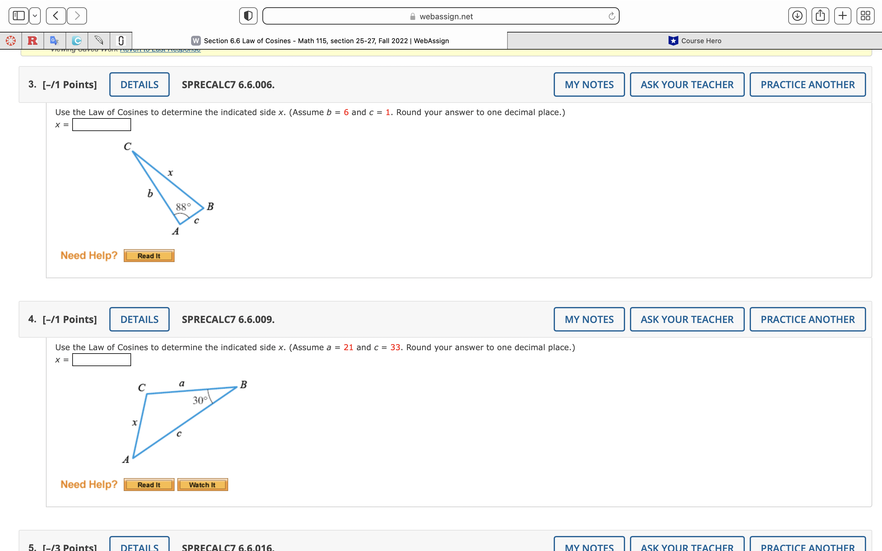 webassign.net + 88 R G C W Section 6.6 Law of