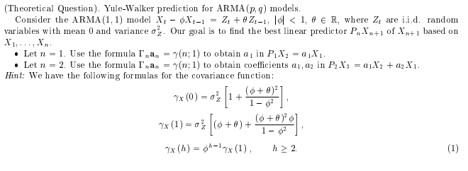 (Theoretical Question). Yule-Walker prediction
