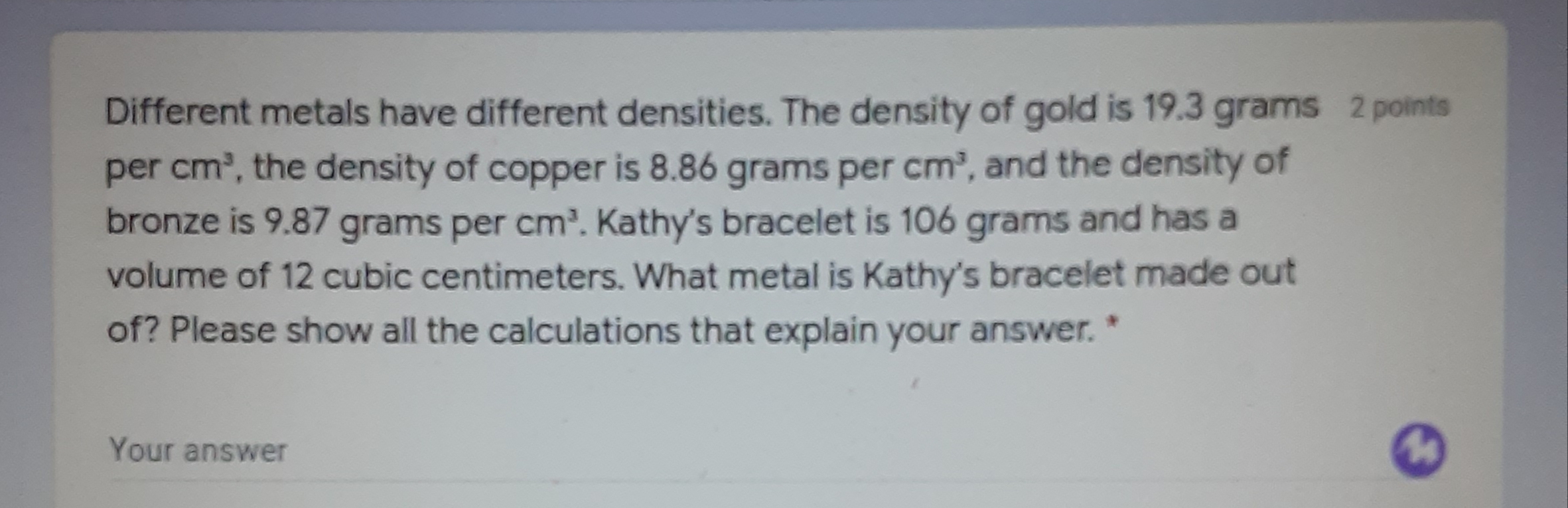 please answer the below Question Different metals