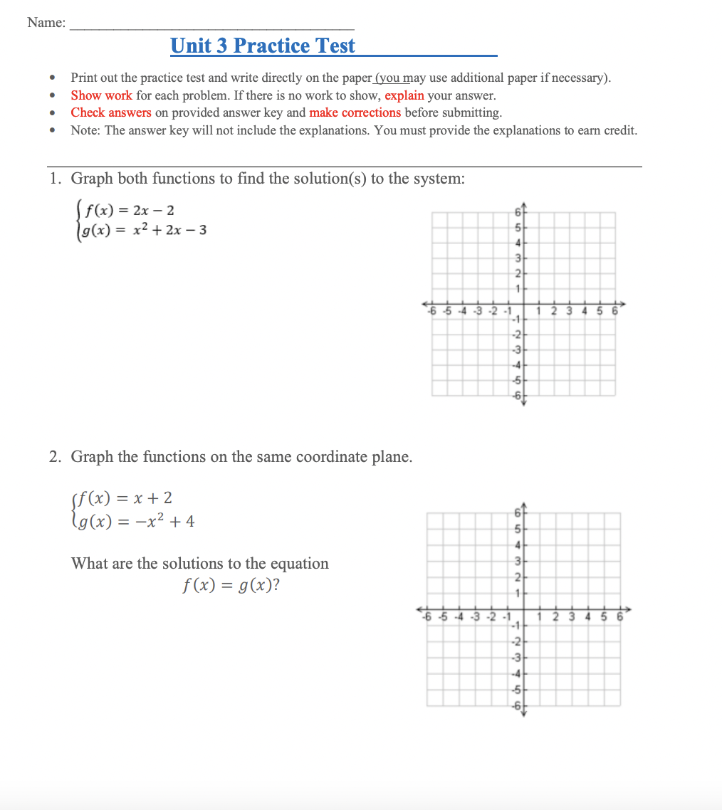 Name: Unit 3 Practice Test Print out the practice