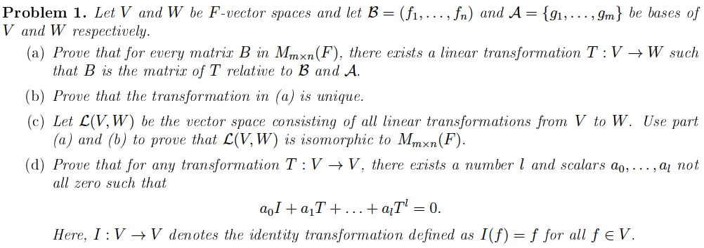 Let V and W be F-vector spaces and let B = (f1, .