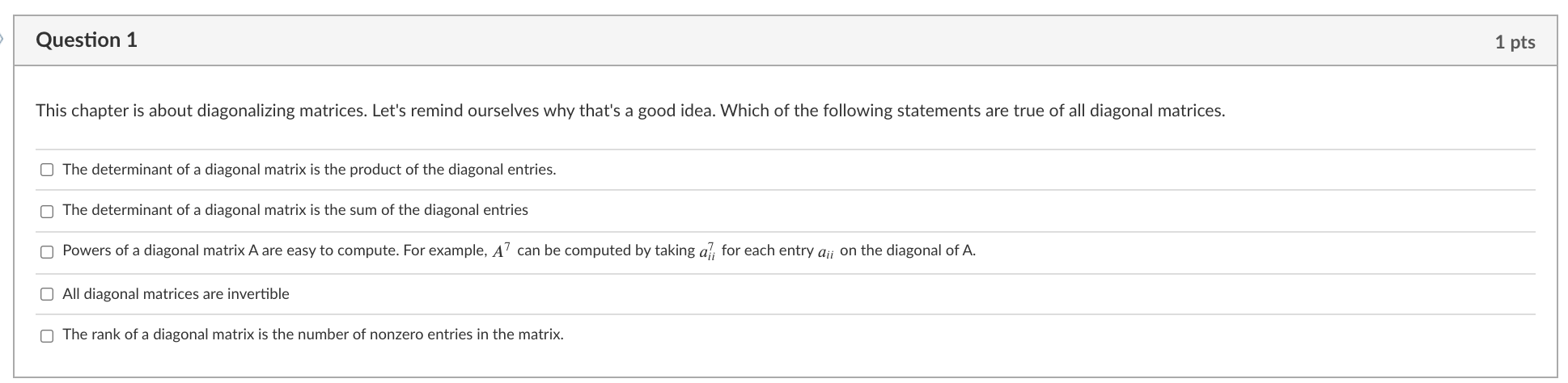 Question 1 1 pts This chapter is about