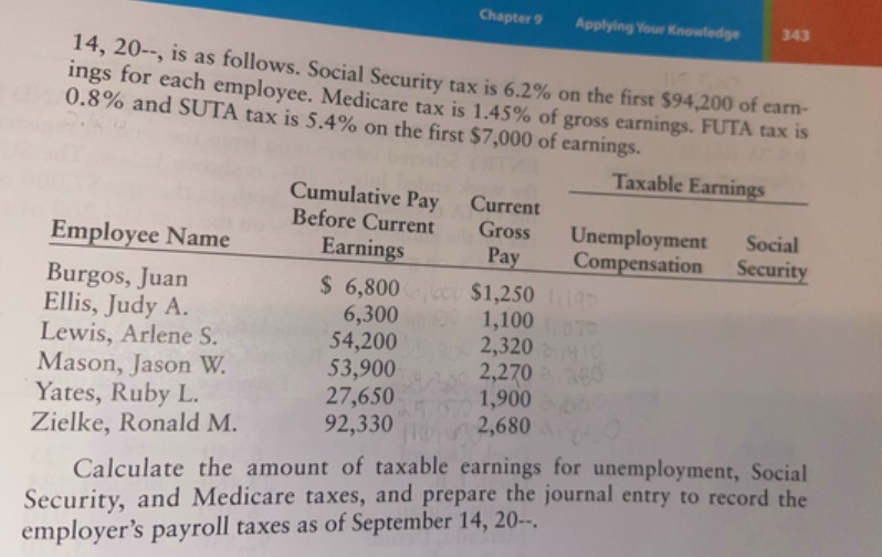 Chapter 9 Applying Your Knowledge 343 14, 20--,