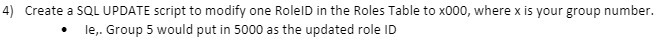 4) Create a SQL UPDATE script to modify one