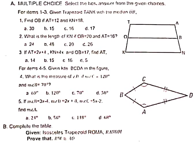 Show solutions. Justify your answers. A. MULTIPLE