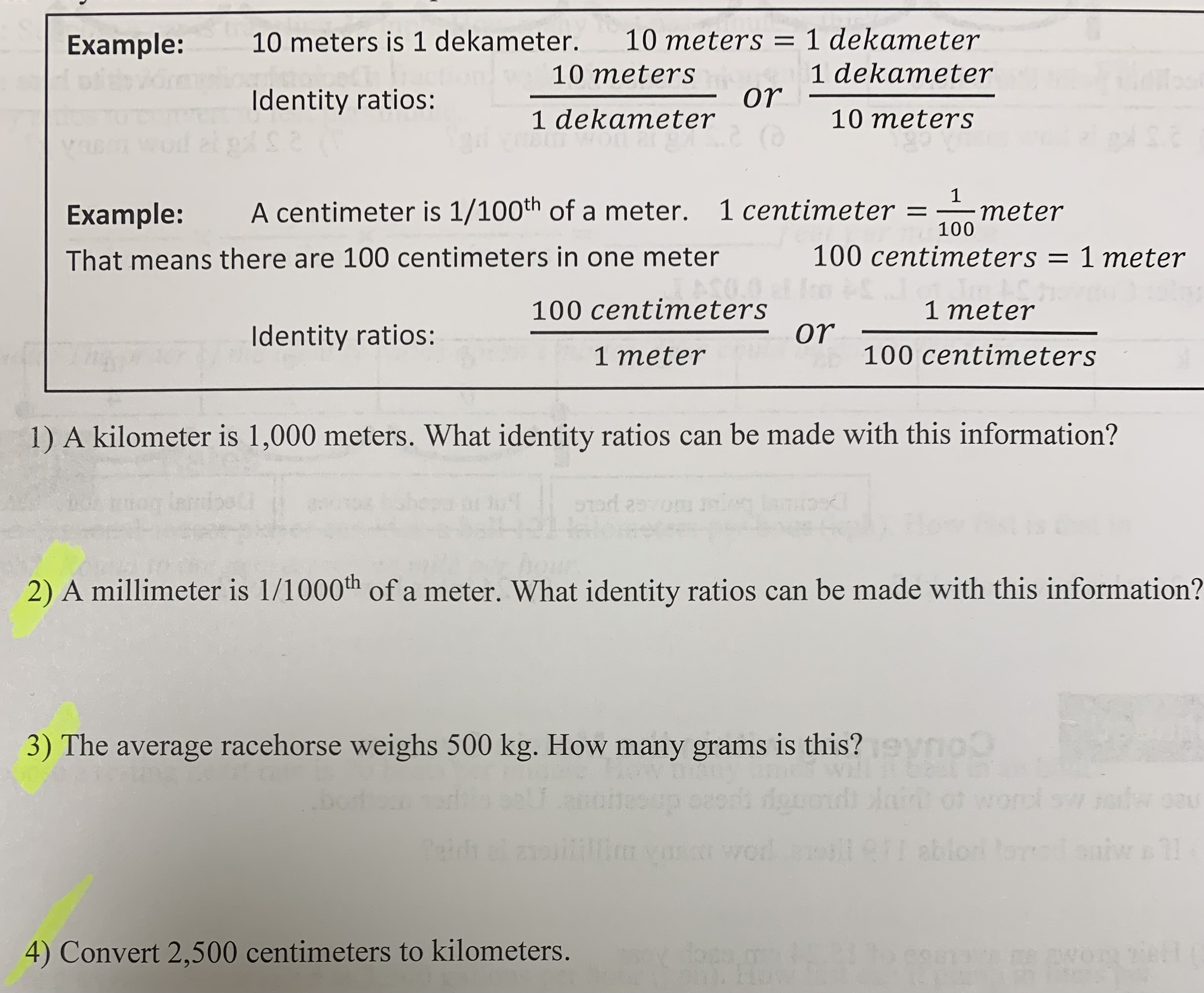 Example: 10 meters is 1 dekameter. 10 meters = 1