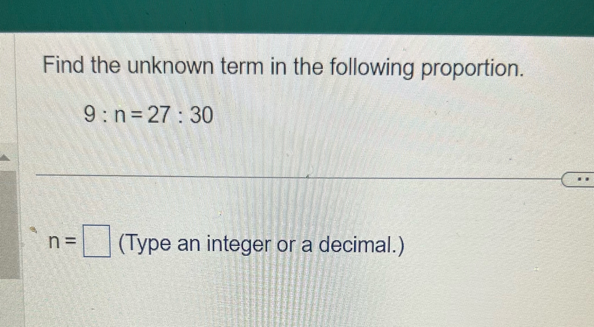 Find the unknown term in the following