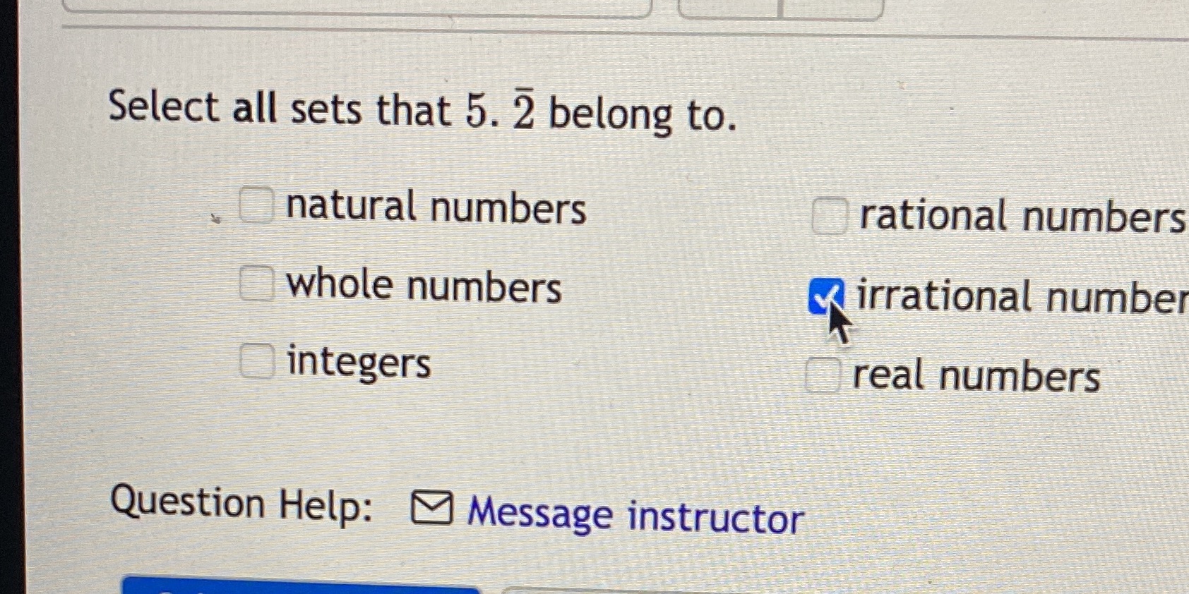 I need help Select all sets that 5. 2 belong to.