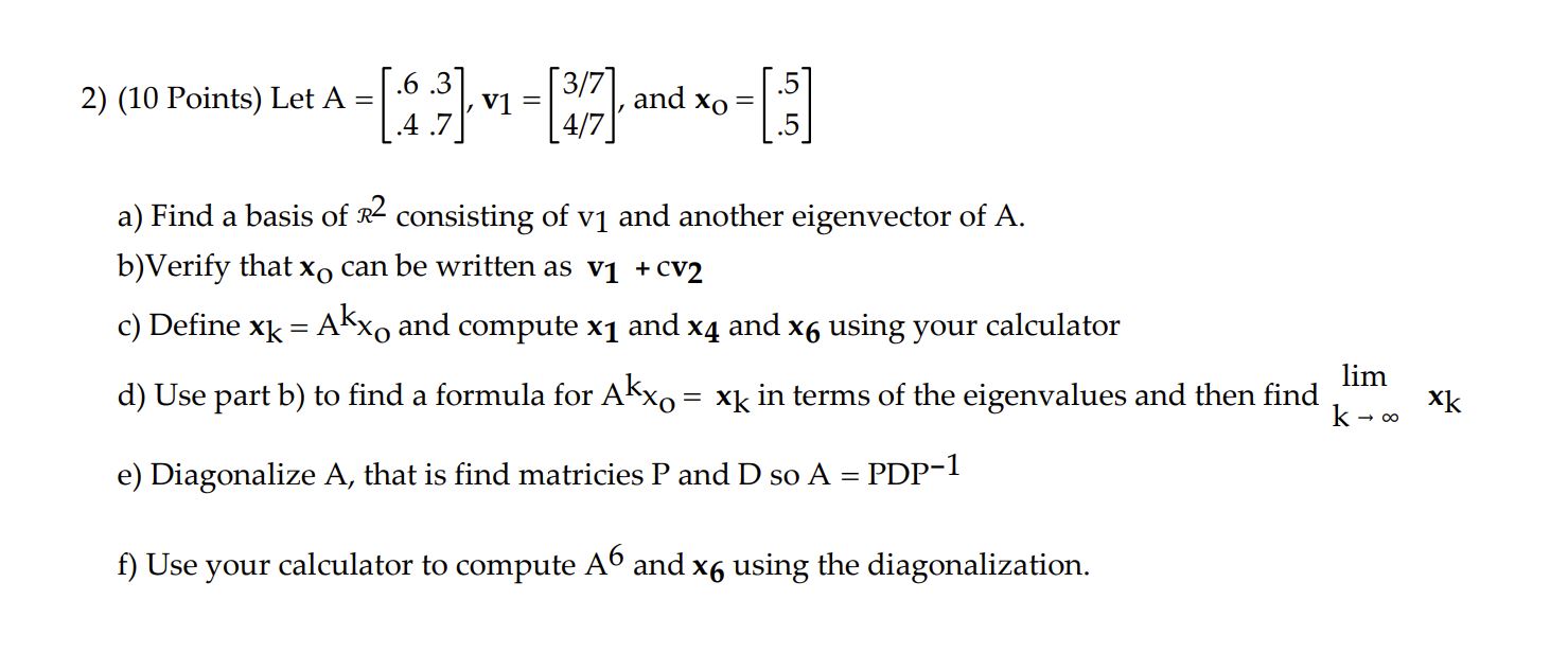 Linear Algebra \f\f3) (20 Points) Let S be the