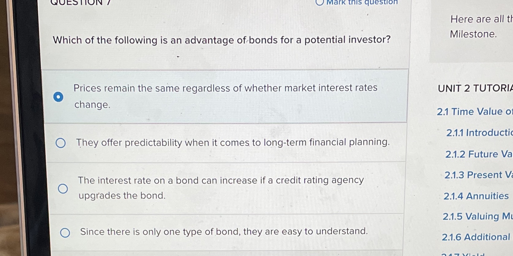 Which of the following is an advantage of bonds