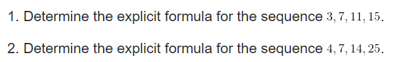 1. Determine the explicit formula for the