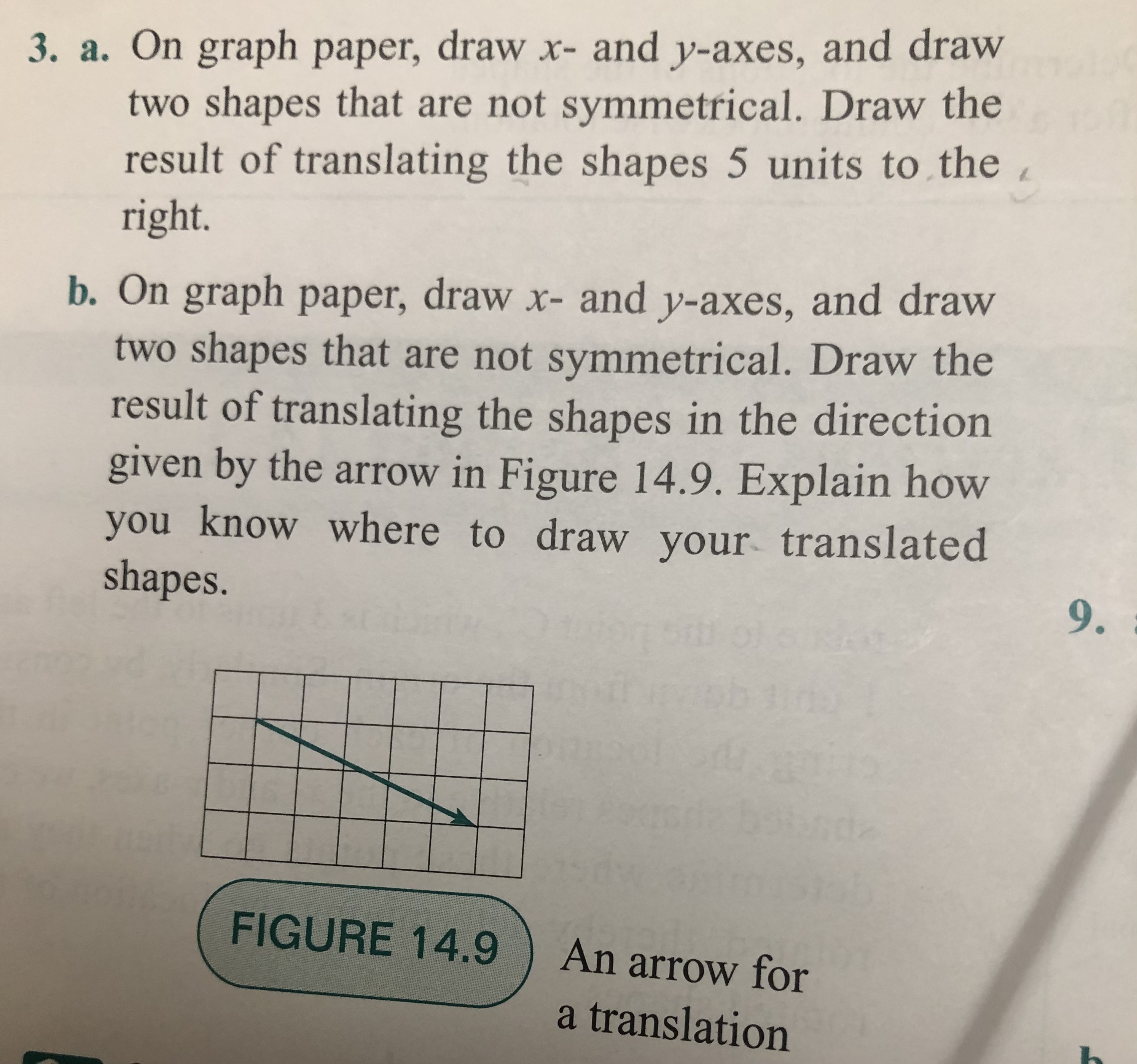 3. a. On graph paper, draw x- and y-axes, and