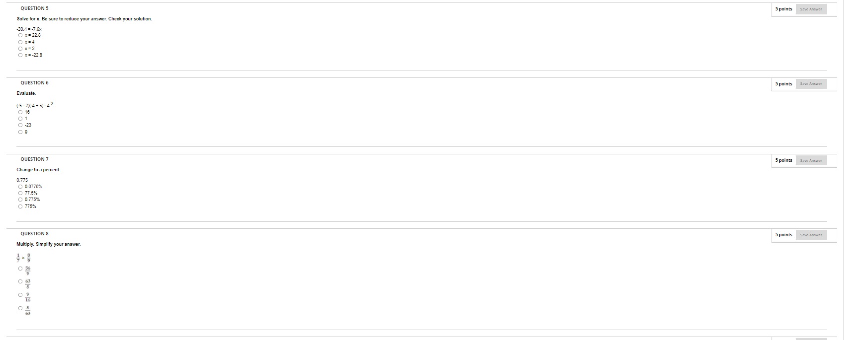 QUESTION 1 5 points Save Answer Divide and write