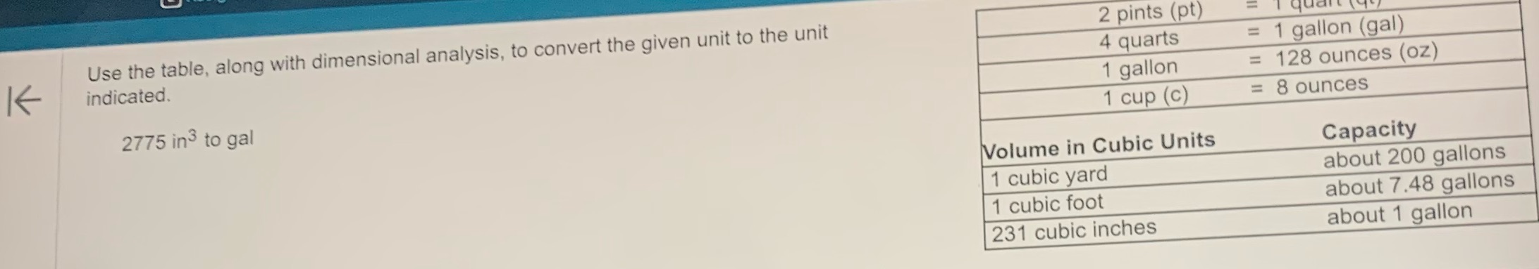 Use the table, along with dimensional analysis,