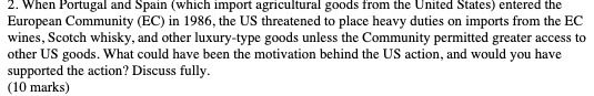 2. When Portugal and Spain (which import