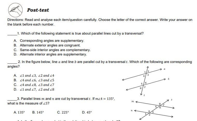 CHOOSE THE CORRECT ANSWER. D. 23 and 26 6. Which