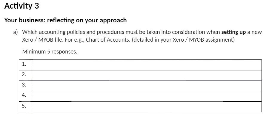 Activity 3 Your business: reflecting on your