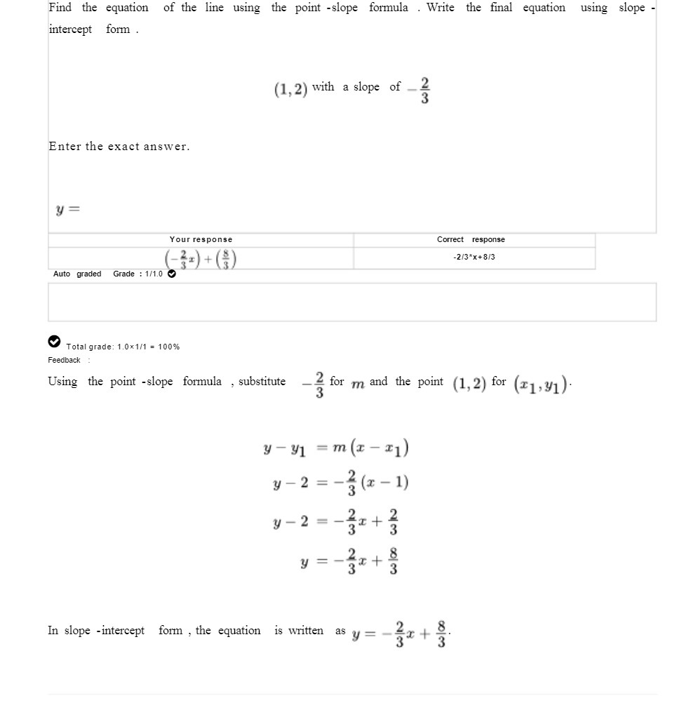 Find the equation of the line using the point